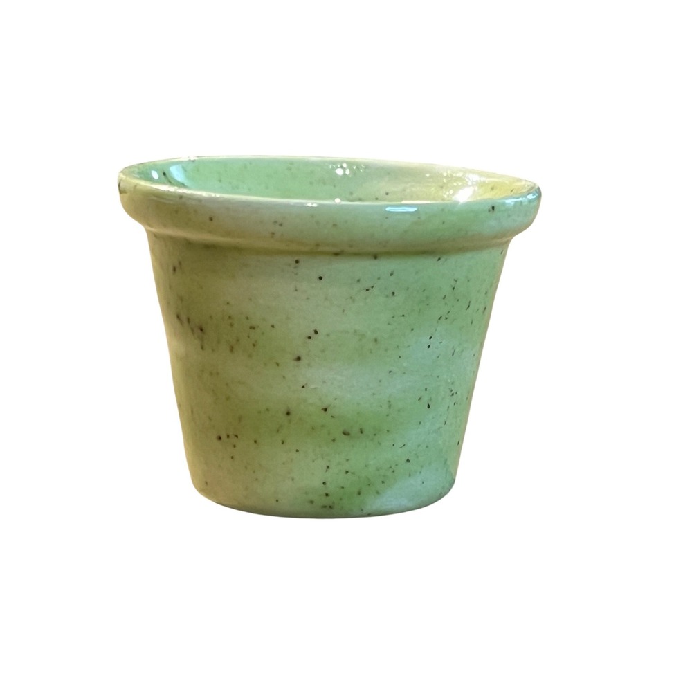 Fairy Garden Ceramic Planter‎ Green Speckled Glazed Pottery Miniature